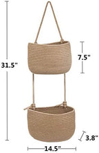 Over The Door Hanging Basket, 2 Tier Cotton Rope Woven Organizer - Image 3