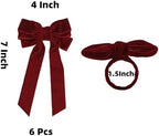 Meseey 12 Pcs Burgundy Velvet Bow Napkin Rings, 4x7 Inch Elegant Bow with 1.6 Inch Napkin Holder, Decorative for Wedding Christmas Thanksgiving Dinner Party Table Setting - Image 2