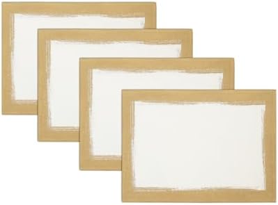Villeroy & Boch Metallic Brushstroke Modern Linen Blend Placemat Set, 14 Inches x 20 Inches, Set of 4, Ivory and Gold by ElreneHomeFashions