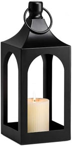 MOZEAL 15" Medium Grace Spire Hanging Lantern - Black Heavy Metal No Glass - Rust-Resistant, in/Out Use, for Centerpieces/Tables/Shelves/Hooks - Vers Event/Home - Vintage Holder for Pillar/LED Lights by MOZEAL