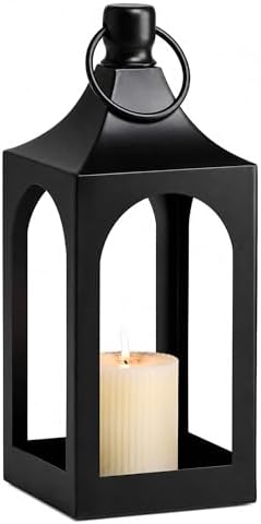 MOZEAL 15" Medium Grace Spire Hanging Lantern - Black Heavy Metal No Glass - Rust-Resistant, in/Out Use, for Centerpieces/Tables/Shelves/Hooks - Vers Event/Home - Vintage Holder for Pillar/LED Lights by MOZEAL