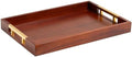 Acacia Wood Serving Tray with Polished Gold Stainless Steel Metal Handles, 17.5x12in, Ottoman Food Drinks Coffee Table, Breakfast, Dinner & Bar, Kitchen, Bedroom, Gift, Luxury Tray. Mens Display. by HomeRedefined