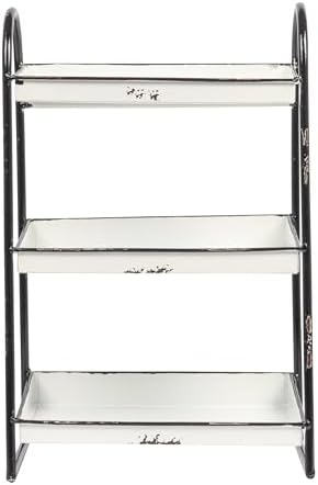 Creative Co-Op Heavily Distressed White 3-Tier Metal Tray with Black Frame & Rim - Image 7