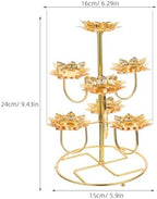 Healifty 7-Light Lotus Tealight Candle Holder Gold Metal Lotus Flower Stand - Image 3