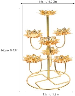 Healifty 7-Light Lotus Tealight Candle Holder Gold Metal Lotus Flower Stand - Image 3