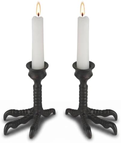 NIKKY HOME Gothic Clawfoot Taper Candle Holders Set of 2, Halloween Decor by NIKKYHOME