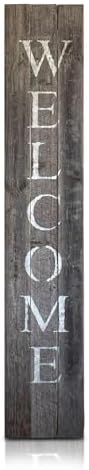 BARNWOODUSA Wooden Welcome Sign for Front Door, 5-Foot, Weathered Grey by BarnwoodUSA
