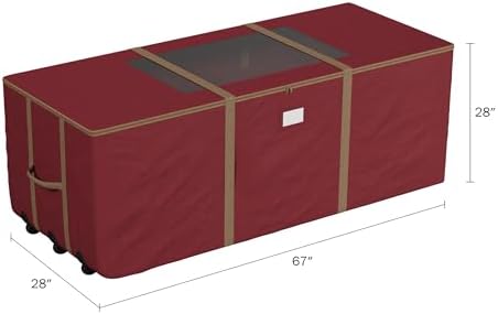Elf Stor Christmas Tree Storage Bag with Wheels, Red, 67” x 28” x 24” - Image 2