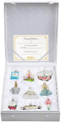 Old World Christmas Just Married Gift Box Glass Blown Ornament for Christmas Tree, Handcrafted Holiday Decoration, Wedding Collection by HobbyHomeAccessories