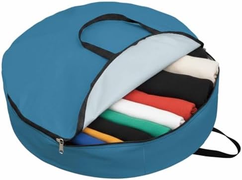 30 Inch Round Storage Bag 1 Pack,Modern Marine Ocean Pure Blue Waterproof Wreath Storage Container with Handles&Zipper Minimalist Solid Color Art Closet Organizer Bags Garland Box - Image 2