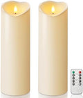 Homemory 4"x12" Outdoor Waterproof Flameless Candles with Timers and Remote Control, Battery Operated Candles, LED Plastic Candles, Dark Ivory, Set of 2 by Homemory