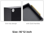 16"x12" Serving Trays with Handles, Black Decorative Serving Tray, Ottoman Trays for, Living Room, Bathroom, and Outdoors Decorative Trays (Black) (Pack of 2) - Image 6