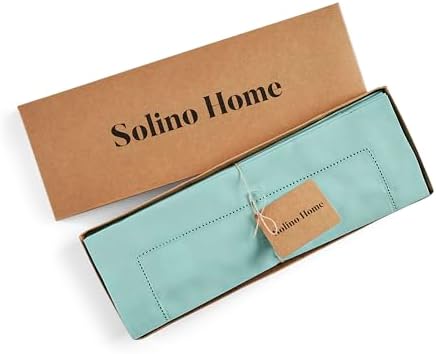 Solino Home Cotton Linen Placemats Pastel Turquoise, 14 x 19 in, Set of 4 - Image 4
