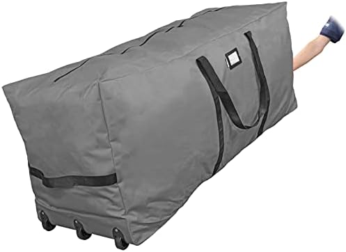 ProPik Christmas Rolling Tree Storage Bag 9 Ft. | Extra Large Heavy Duty Holiday Storage Container | 28" x16.5"x 60" | 3 Wheels & Handles Fits Up to 9 Foot Tall Disassembled Trees 600D Oxford (Gray) - Image 5