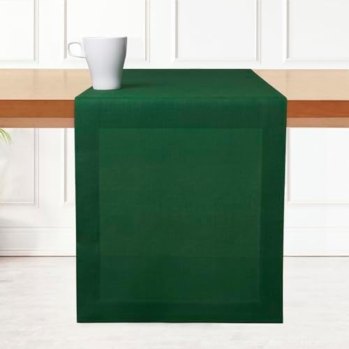 Classic Linen™ by D'Moksha, Forest Green Table Runner 108 Inches Long, 100% Pure Linen, 14 x 108 Inch Table Runner for Dresser, Dining- Fall, Weddings, Outdoor Hosting by DMokshaHomes