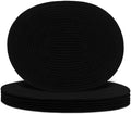 Oval Woven Placemats Set of 6, Boho Cotton Rope Braided Table Mats, 17x13 Inches Non Slip Heat Resistant Place Mats for Dining Room, Thick Hot Pads for Farmhouse Kitchen Table Decor. (Black) by Welcometobuy