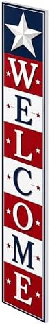 48x8" 4th of July Welcome Porch Sign, Patriotic Porch Decor for Independence Day, Standing Welcome Sign for Front Door, PVC, Design 7 - Image 3