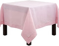 SARO LIFESTYLE Classic Hemstitch Tablecloth - Elegant Everyday Tablecloth with Textured Fabric and Hemstitched Border for Dining Tables and Formal Entertaining, 84"x84", Pink by SaroLifestyle