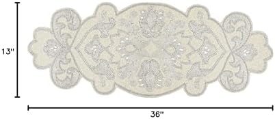 Hand Beaded Silver Ivory Glitz Runner 13x36 Wedding Décor - Image 7