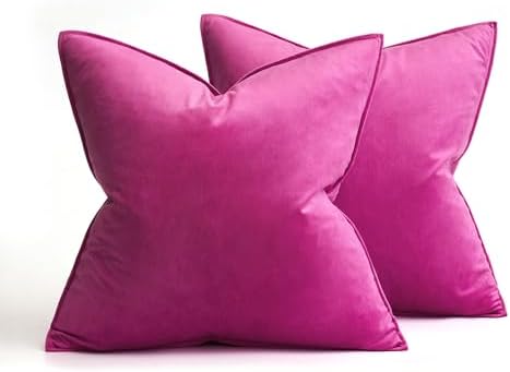 MIULEE Decorative Hot Pink Velvet Throw Pillow Covers for Couch 22x22 Inch - Image 6