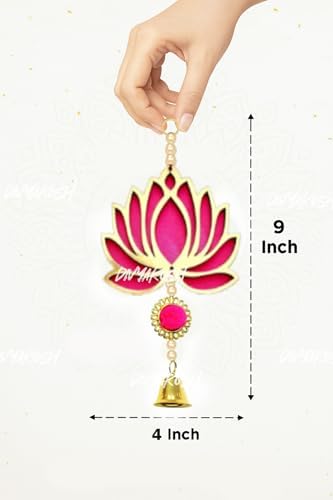 Divyakosh Fabric & Beads Lotus Hangings for Decoration,Pack of 10,Color,Pink,Door/Wall Decor,Mandir Pooja Room,Temple Decor,Export Quality,Wedding Backdrop Decorative Items,Size,9 Inch - Image 4