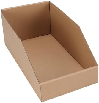 EXYGLO Cardboard Storage Bins 35 Pack, 12x6x4.5 Inch Cardboard Boxes, Corrugated Organizer Bins for Pantry, Shelves, Garage, Office, Shop, Brown by EXYGLO