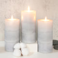 3x6 inch Pillar Candles Cozy Cotton Scented Set of 3 Gray White Layered Mottled Aromatherapy Candles for Weddings Home Wall Shelf Decorations Yoga Spa Dinner Table by immeiscent
