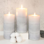 3x6 inch Pillar Candles Cozy Cotton Scented Set of 3 Gray White Layered Mottled Aromatherapy Candles for Weddings Home Wall Shelf Decorations Yoga Spa Dinner Table by immeiscent