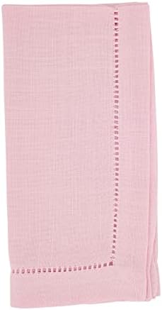 SARO LIFESTYLE Classic Hemstitch Cloth Napkins (Set of 12) - Elegant Everyday Dinner Napkins with Textured Fabric and Hemstitched Border for Dining Tables and Formal Entertaining, 18"x18", Pink by SaroLifestyle