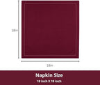 PurpleEssences Hemstitch Cloth Napkins 18x18 in Set of 12 - Burgundy - Image 3