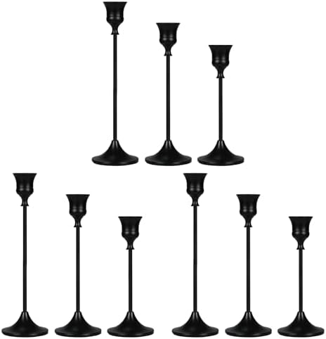Candlestick Holders Black, 9 Packs Taper Candle Holder for Candlesticks, Candle Sticks Holder Decor for Home Decor by Showin