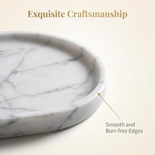Natural Marble Tray - 12x6 Bathroom Decorative Tray, Perfume Tray & Vanity Tray Organizer. Versatile Tray Countertop Catchall for Jewelry, Soap & Candles - Image 5