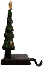 Chalily 3-D Christmas Tree Stocking Holder Cast Iron Hooks for Christmas Socks Hand Painted Green & Gold Easily Rest on a Mantel, Fireplace, or Book Shelf Heavy Duty & Durable Holiday Season Decor - Image 3