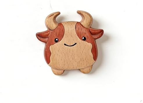 Hand-carved Sculptures, Chinese Zodiac Wooden Carvings, Hand-Carved Wood Sculptures for Home Decor & Gift(Cows) by Unknown