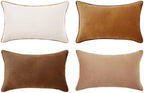 MONDAY MOOSE Decorative Throw Pillow Covers Cushion Cases, Set of 4 Soft Velvet Modern Double-Sided Designs, Mix and Match for Home Decor, Pillow Inserts Not Included (12x20 inch, Brown/Beige) by MondayMoose