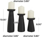 Deco 79 Mango Wood Decorative Candle Holder Pillar Candle Stand, Set of 3 Candlestick Holder 10", 6", 8" H, Black - Image 6