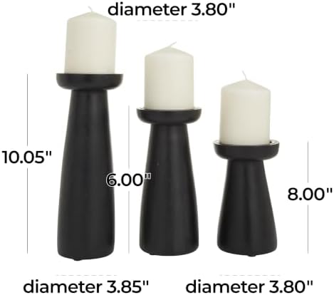 Deco 79 Mango Wood Decorative Candle Holder Pillar Candle Stand, Set of 3 Candlestick Holder 10", 6", 8" H, Black - Image 6