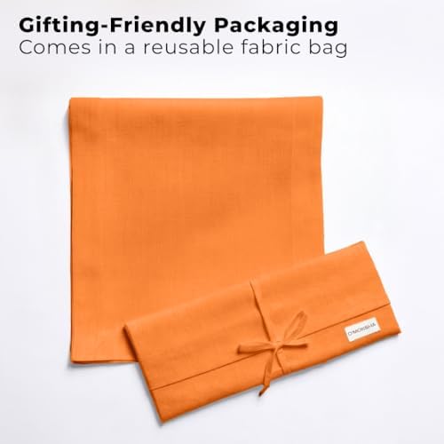 Easy Linen™ by D'Moksha, Linen-Look Texture, Recycled Fabric Table Runner, Orange, 14 x 120 Inch, Wrinkle Resistant, Machine Washable - Fall, Everyday Dining - Image 4