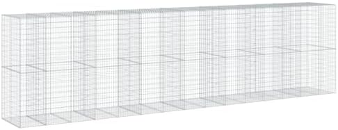 vidaXL Gabion Basket with Cover 295.3"x39.4"x78.7" Galvanized Iron - Image 7