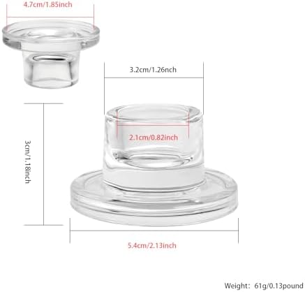 ZQXJWF Clear Glass Taper Candle Holders Set, Round Base Design, Elegant Dining Table Decor, for Table Centerpiece Wedding Party Advent Christmas Home Decorations(36, Clear) - Image 2