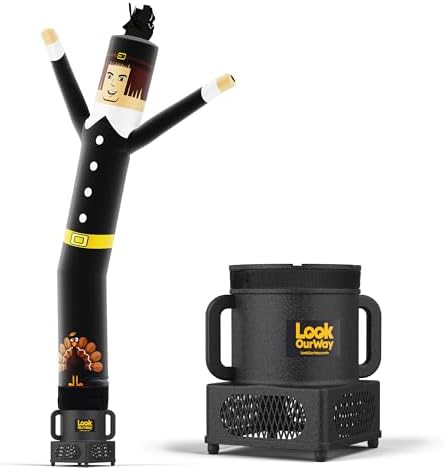 LookOurWay Air Dancers Inflatable Tube Man Set - 7ft Tall Wacky Waving Inflatable Dancing Tube Guy with Air Dancer Blower - Thanksgiving Theme - Pilgrim by LookOurWay