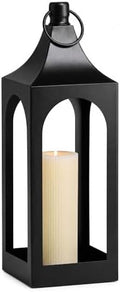 MOZEAL 20" Large Grace Spire Floor Lantern - Black Heavy Metal No Glass - Rust-Resistant, in/Out Use, for Fireplace/Patio/Entryway/Porch - Vers Event/Home - Vintage Holder for Pillar/LED Lights by MOZEAL