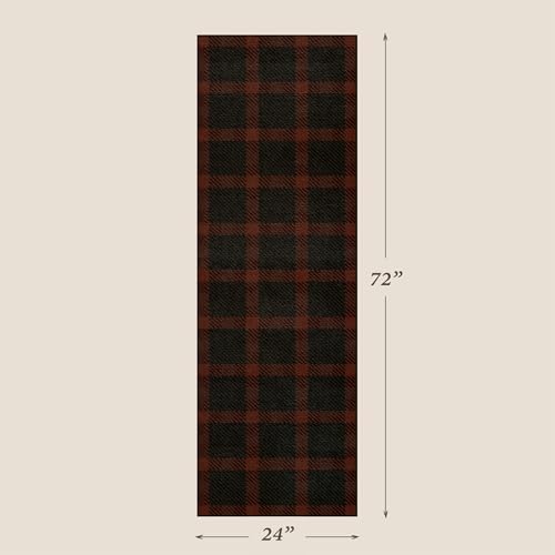 JTJ Easy Jute 2x6 Outdoor Runner Rug, Black & Red Buffalo Plaid, Washable - Image 2