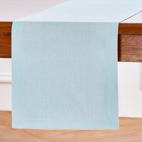 Solino Home 100% Pure Linen Table Runner Ice Water Long, Fete 14 x 132 in - Image 2