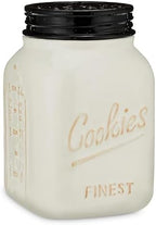 Young's Inc. Ceramic Cookie Jar - Cute Kitchen Counter Storage Canister with Lid - Perfect for Cookies, Coffee, Tea, Candy, Dog Treats, and More - Cookies Finest - Black, White by YoungsInc