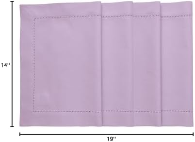 Solino Home Cotton Linen Placemats Lavender Hemstitch, 14 x 19 in, Set of 4 - Image 5