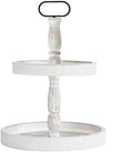 Decorative Tray - Two Tiered Tray Cupcake Stand Farmhouse Rustic 2 Tiered Serving Tray for Home and Kitchen Decor, Party, Weddings-Holiday Decoration Customizable Display Options(White) by Home