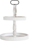 Decorative Tray - Two Tiered Tray Cupcake Stand Farmhouse Rustic 2 Tiered Serving Tray for Home and Kitchen Decor, Party, Weddings-Holiday Decoration Customizable Display Options(White) by Home