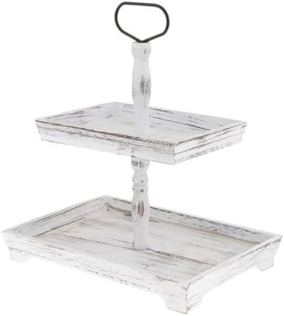 Tiered Tray Wooden Dessert Plate Serving Tray Display Stand Fruit Snack Holder Layered Wood Suitable for Dinning Room Gift Home Parties, Rectangle by MYCENSE