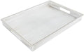 MAONAME Vintage White Serving Tray with Handle, Rectangular Beaded Tray by MAONAME